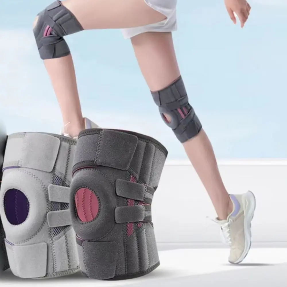 

Decompressive Adjustable Kneepad Non-slip with Support Strip Knee Brace Silicone Protection Breathable Patella Protector Gym