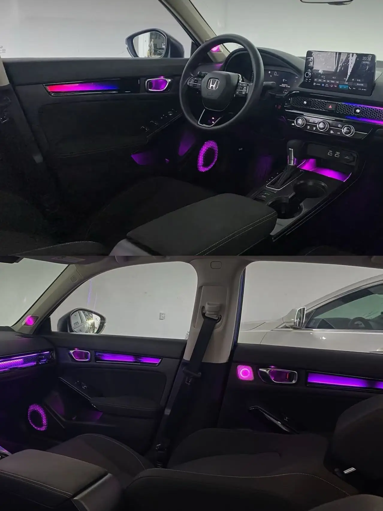 RHD LHD Auto lnterior Ambient Light for Honda Civic 11th2022-2026 64 Color Bracket with rainbow Symphony LEDAmbient Light Kit