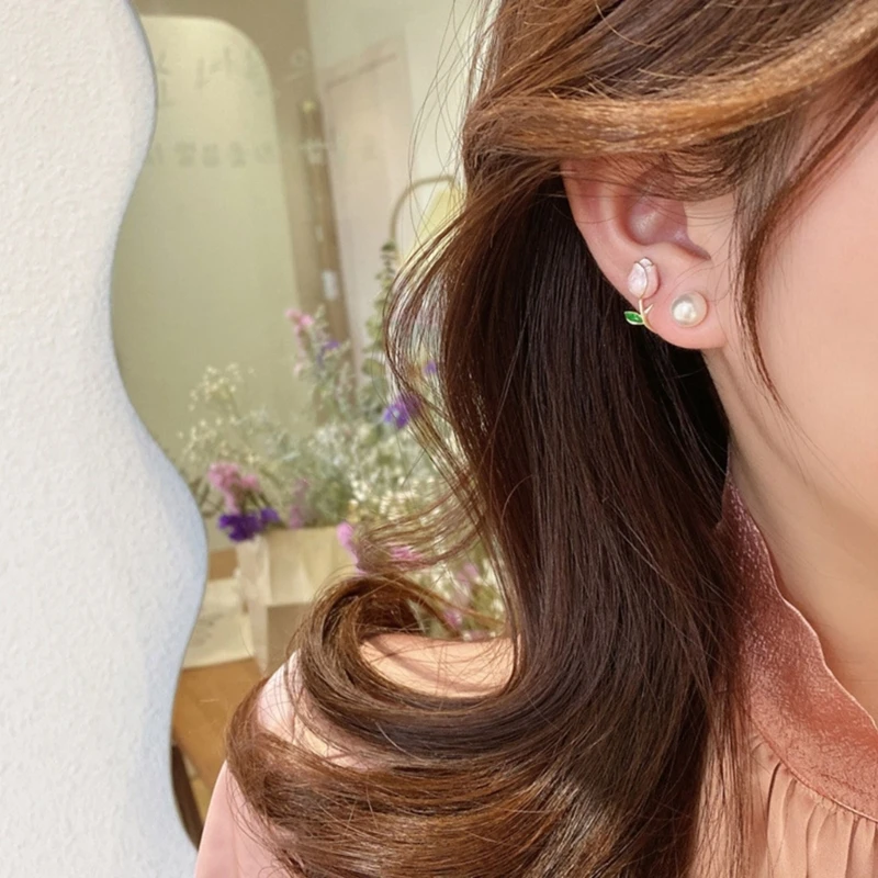 3 Pairs Studs Earrings with Flower Theme Ear Studs Add Charm to Outfits Alloy Texture Elegant Earrin for Party and Daily