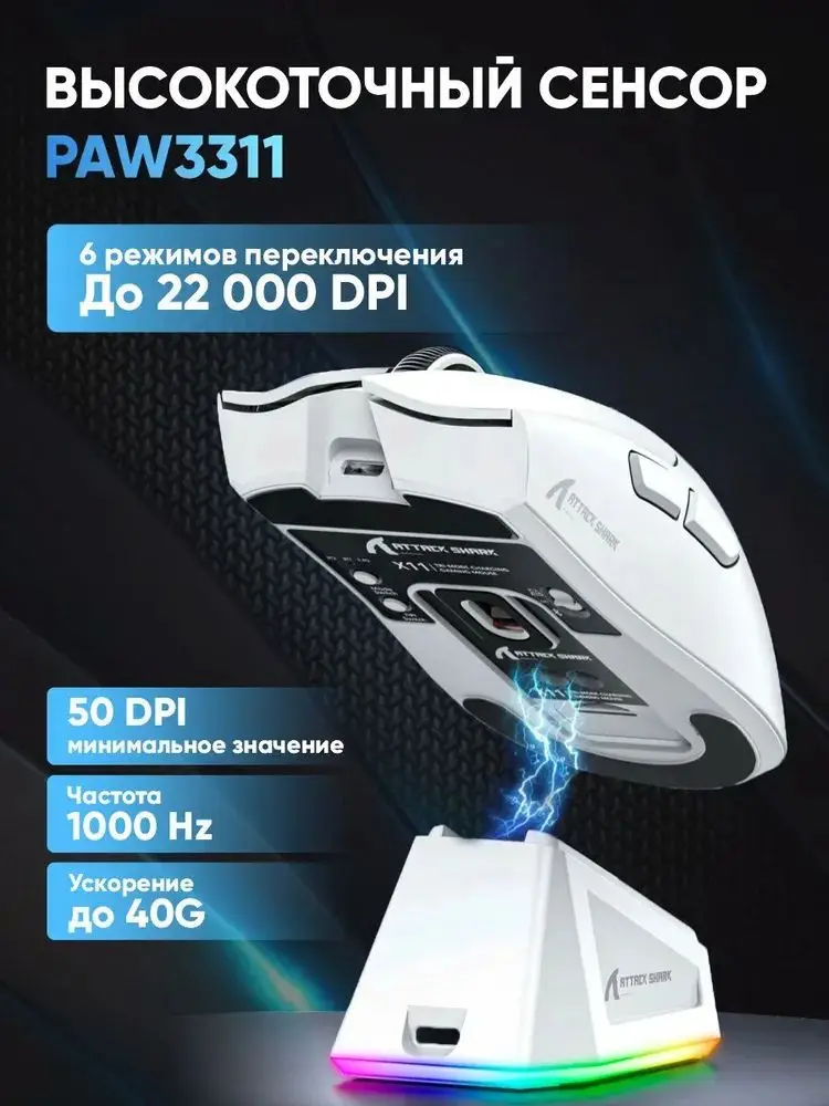 

Беспроводная Bluetooth-мышь Attack Shark X11 — прецизионная игровая мышь с улучшенной технологией слежения