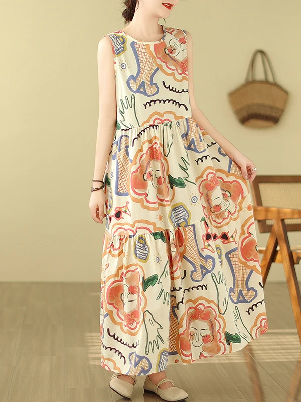 Gilet lungo con stampa Dr Svel da donna taglie forti estive Sle Dr Gonna a trapezio a vita alta con motivo floreale rotondo Ne Dr