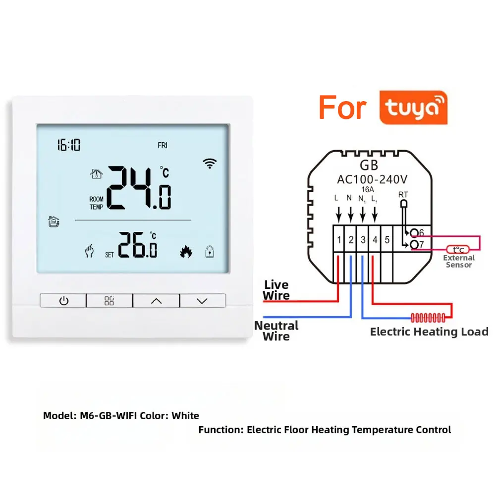 Intelligent Temperature Controller APP Voice Control Underfloor Heating Wall Mounted Boiler Temperature Controller