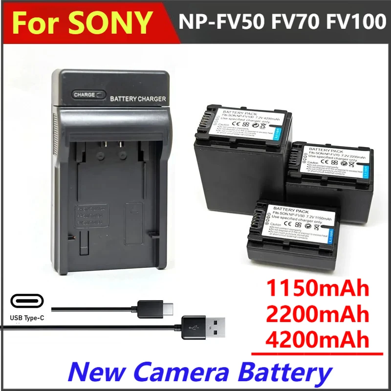 

NP-FV100 NP-FV70 NP-FV50 Battery and Charger For SONY NP FV100 FV70 FV50 FV30 FH60 FH70 FH100 CX700 CX760 AX100E SX83 SX63 CX580