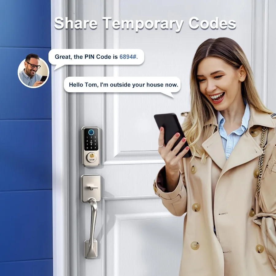 Keyless Entry Smart Locks Set met toetsenbord Nachtschoot voor voordeurgreep AutoLock-functie in matzilveren afwerking Ideaal voor Airb