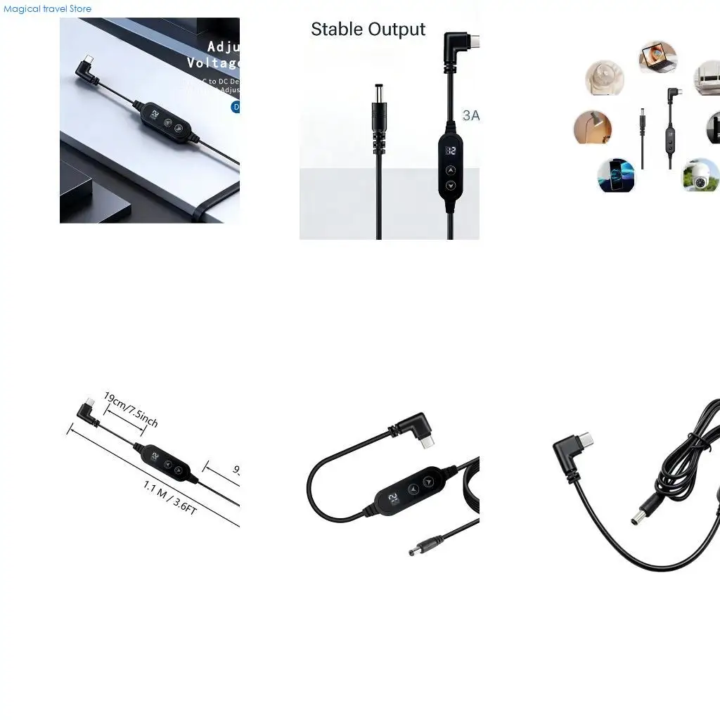 N2UB Flexible Power Cable 100W USB C Delivery Type C And DC5.5 Cord For Devices