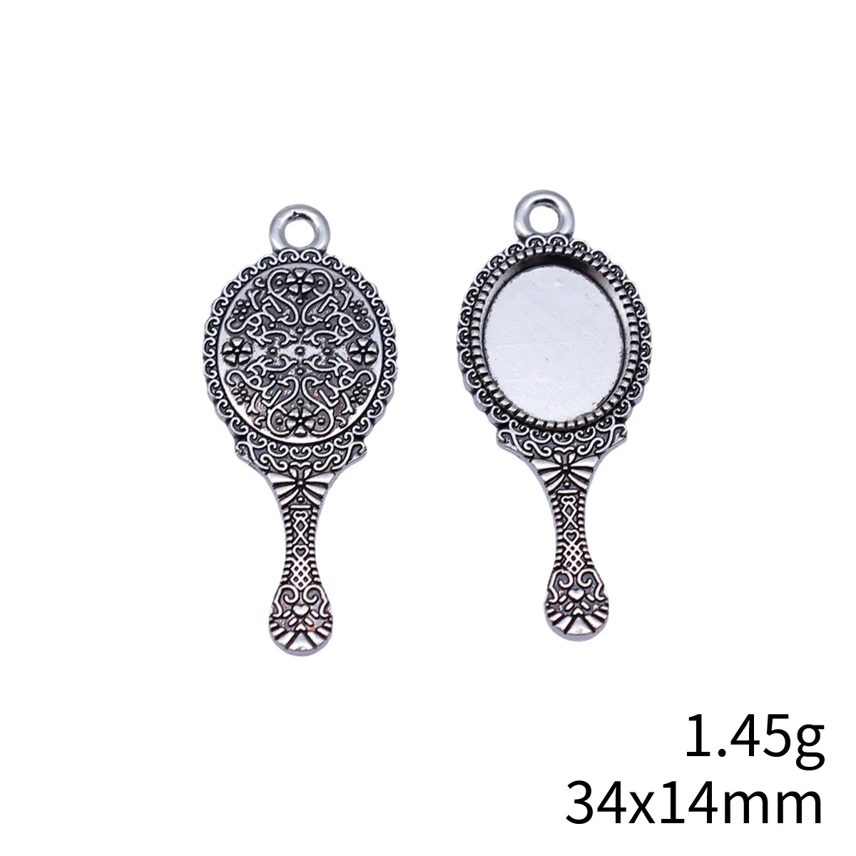 40pcs 34x14mm(1.34x0.55inch) Antique Silver Color Vintage Mirror Charms Pendants DIY Jewelry Making Accessories image 4