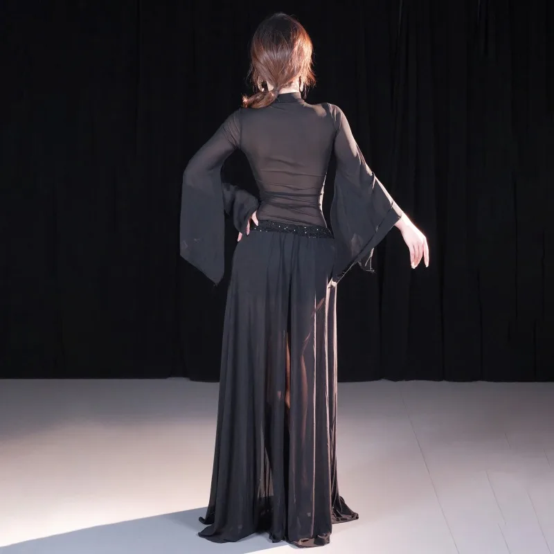 customized set of elegant mesh Oriental dance performance training group uniform belly dance skirt exotic dancewear costumes