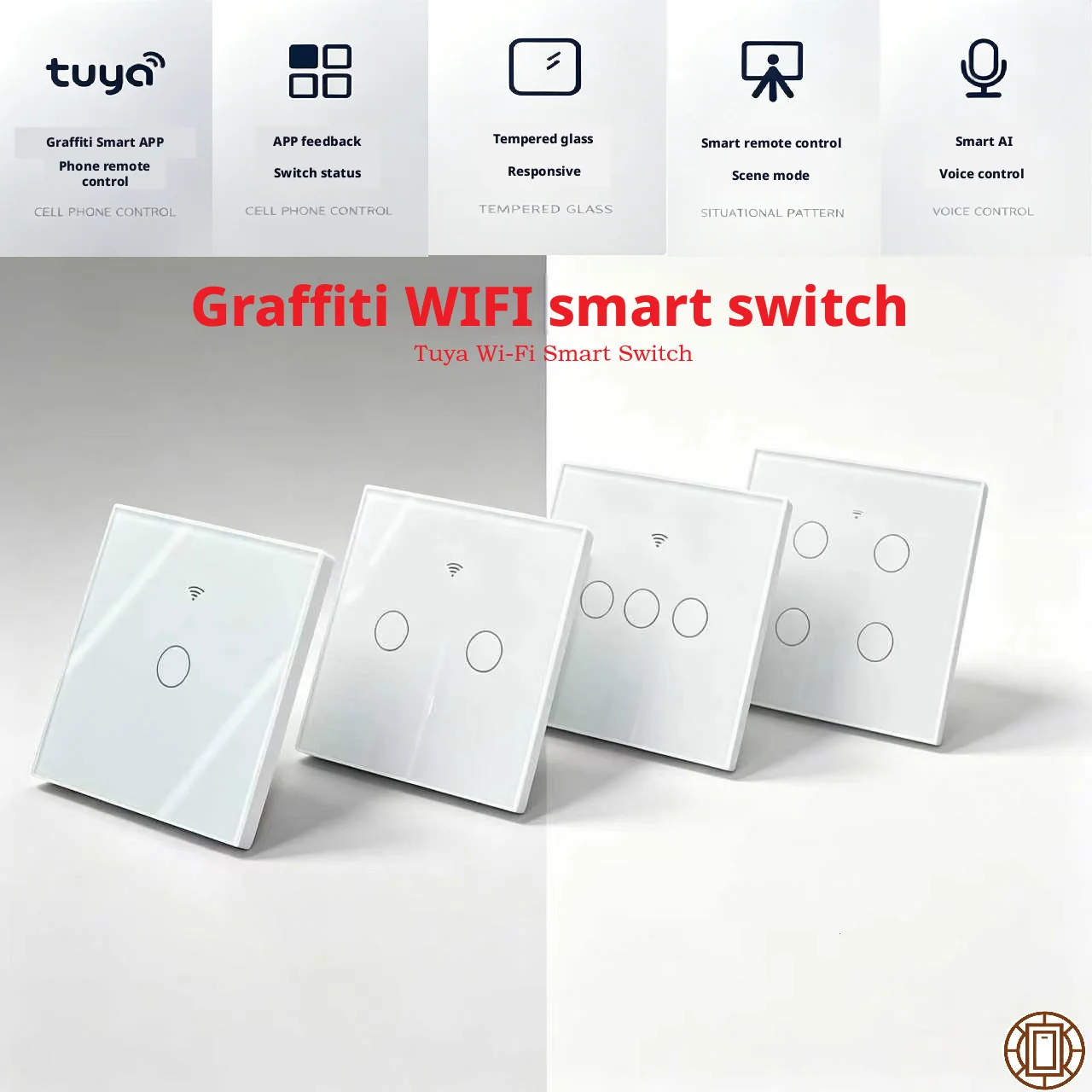 Shineknot Tuya WiFi Smart Switch Eu Standard Wall Switch Alexa Voice Control Tuya APP Remote Control AC110-220V50-60Hz