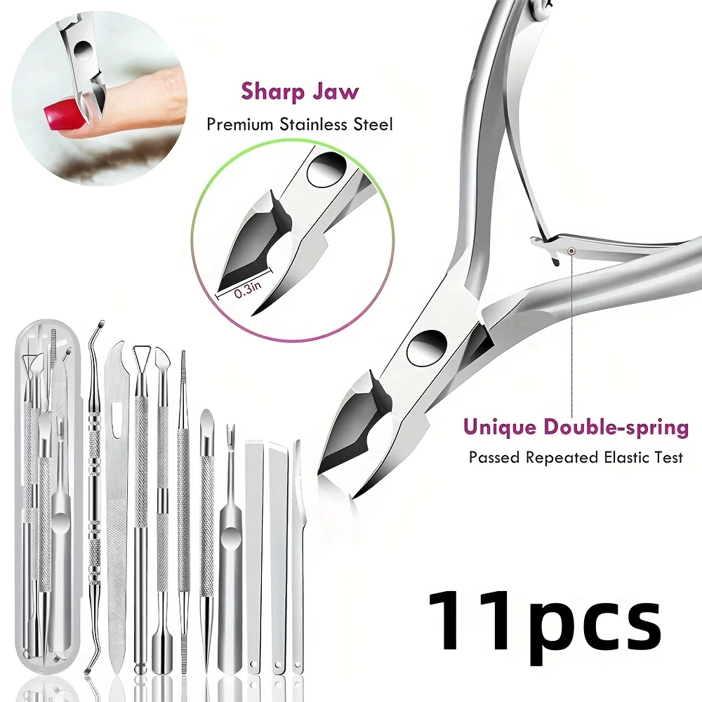 11 قطعة مقص بشرة الفولاذ المقاوم للصدأ-قص بشرة الأظافر-مقص إزالة الضوء الميت البيج مقص المقص أدوات مانيكير الأسرة #4