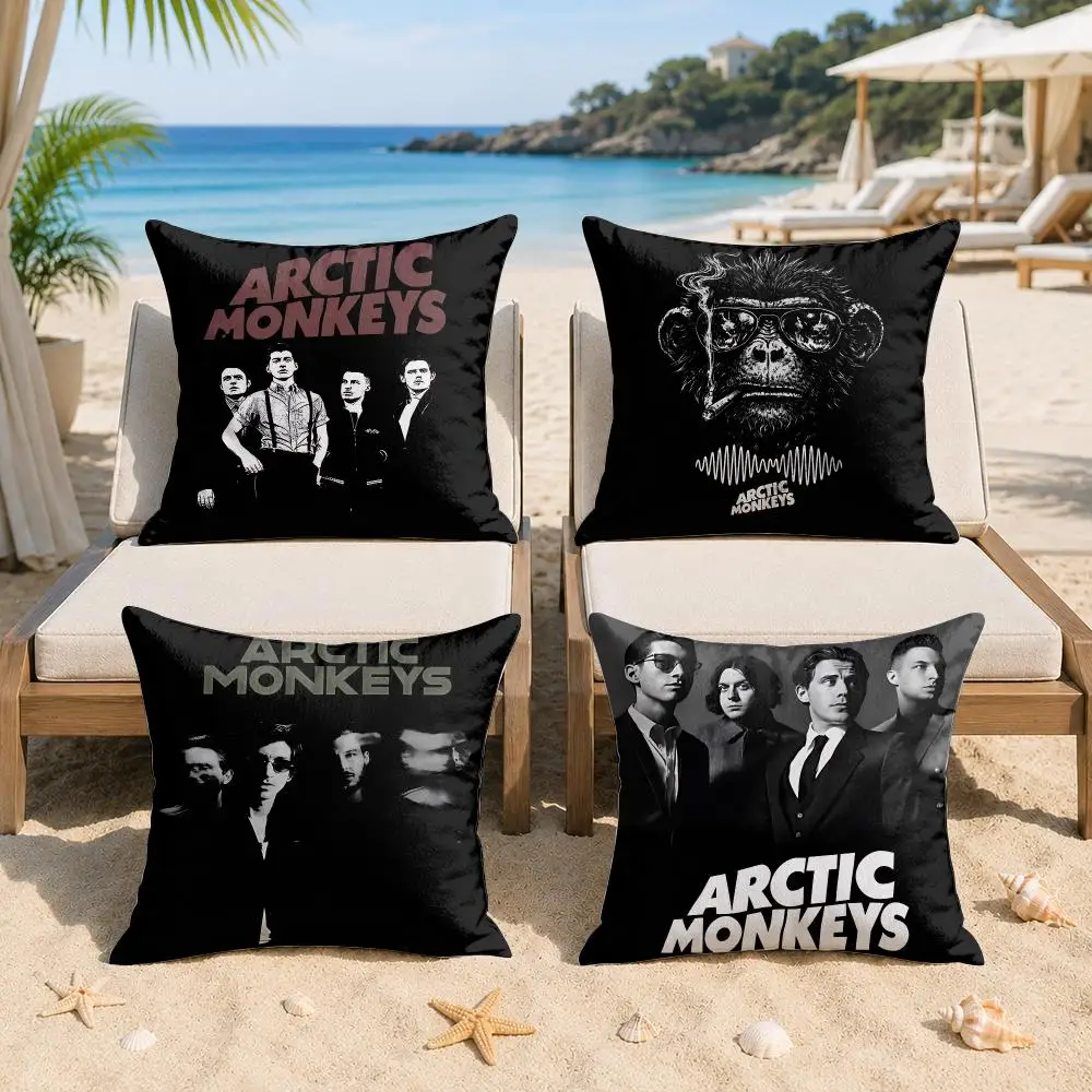 A-Arctic Monkeys Band Cool Cushion Cover Silky Short Plush Invisible Zipper Dustproof Sofa Pillow Case For Home Decor