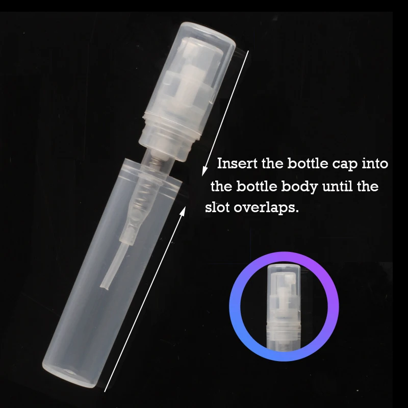 50Pcs 2/3/5ml Plastic Spray Bottle Black Transparent Perfume Atomizer Mini Cosmetic Containers Sample Perfume Refillable Bottles
