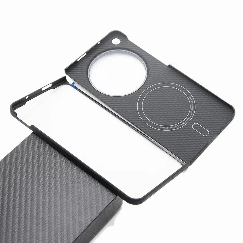 Genuine 600D Carbon Fiber Magsafe Case For ONEPLUS OPEN Ultra Thin Matte Shockproof Cover Metal Camera Ring Frame Magnetic Shell