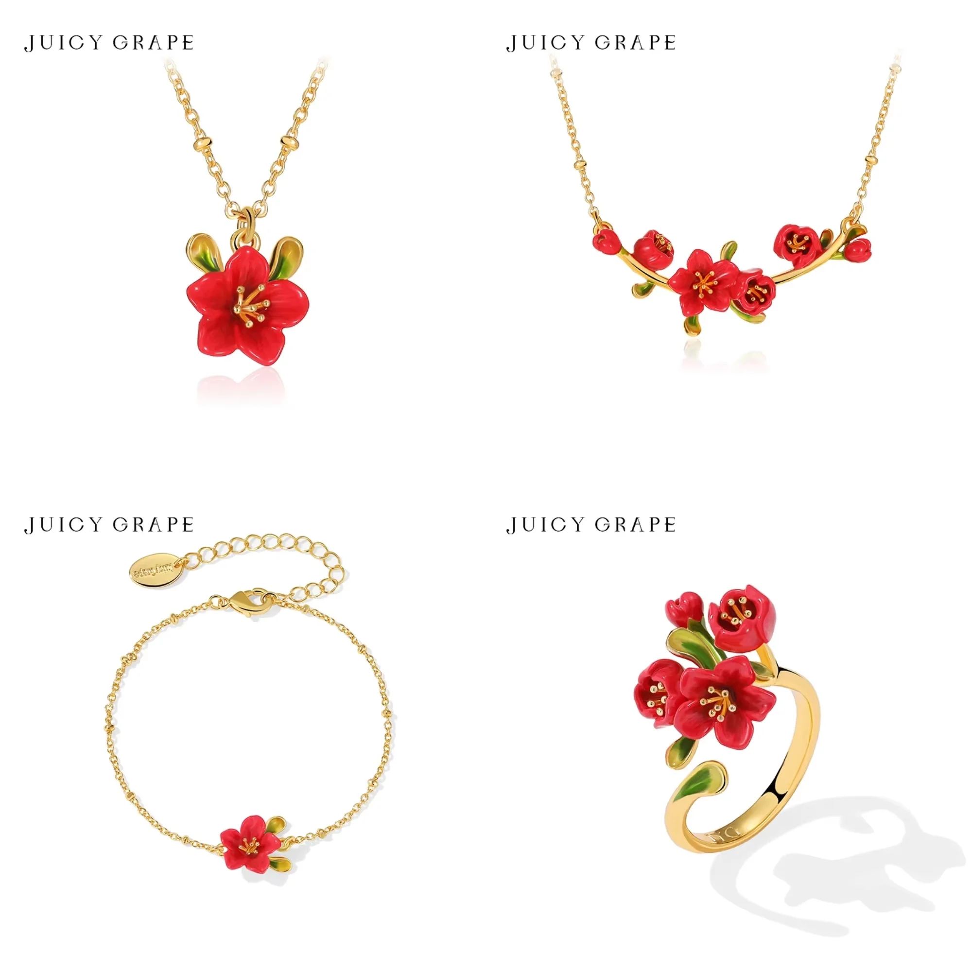 

French Minimalist Begonia Necklace: Women's Luxury Collar Necklace, Bracelet, Ring, and Wedding & Party Jewelry Gift Set