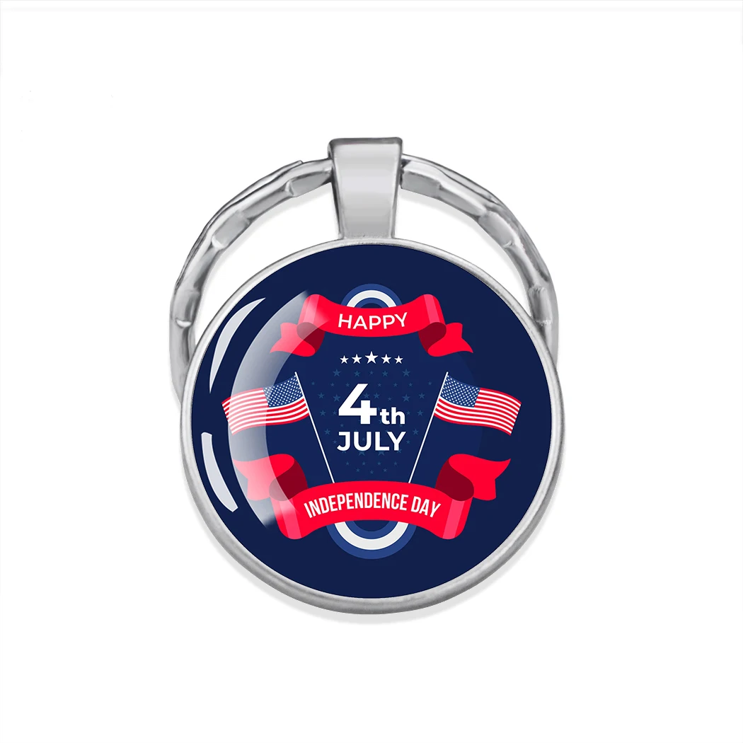 July 4th Independence Day Statue of Liberty Dome Glass Alloy Keychain US Flag Jewelry Commemorative Gift