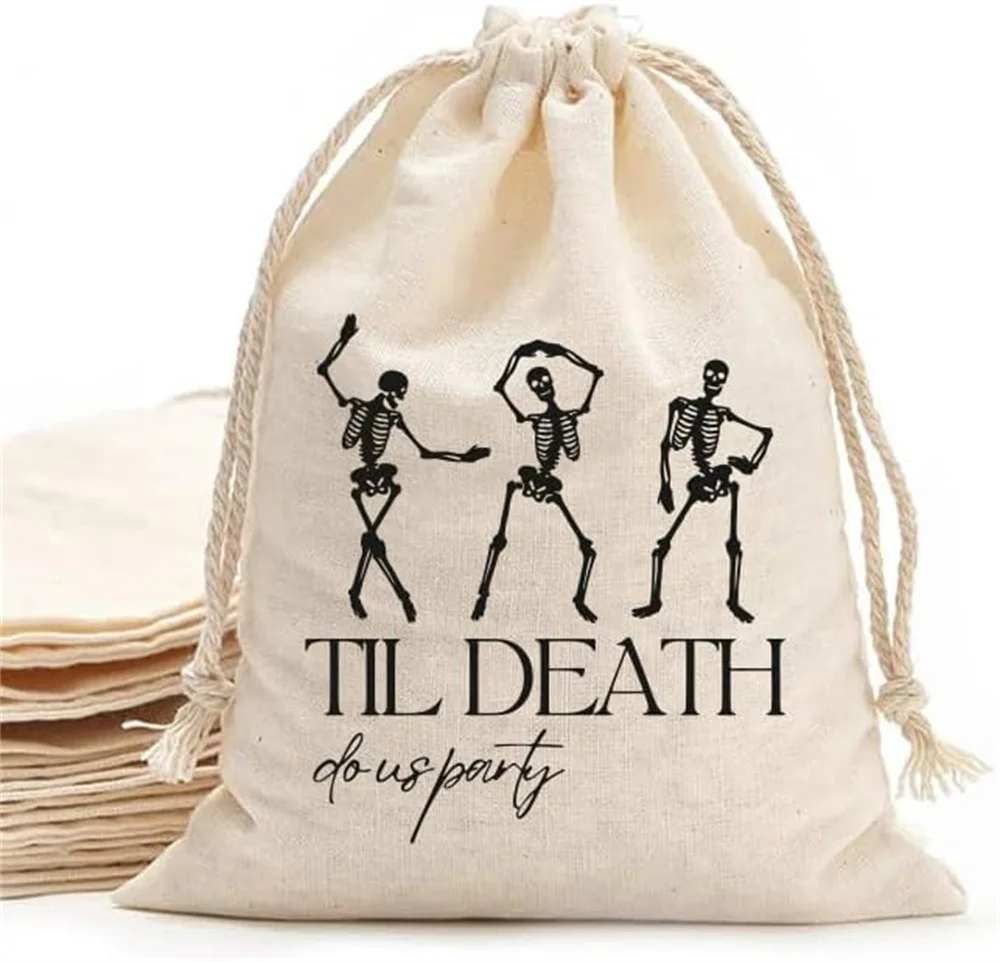 Til Death do us party printed Party Favor bags - Cotton Drawstring closure - Bachelorette hangover kit bags - Hangover Recover K