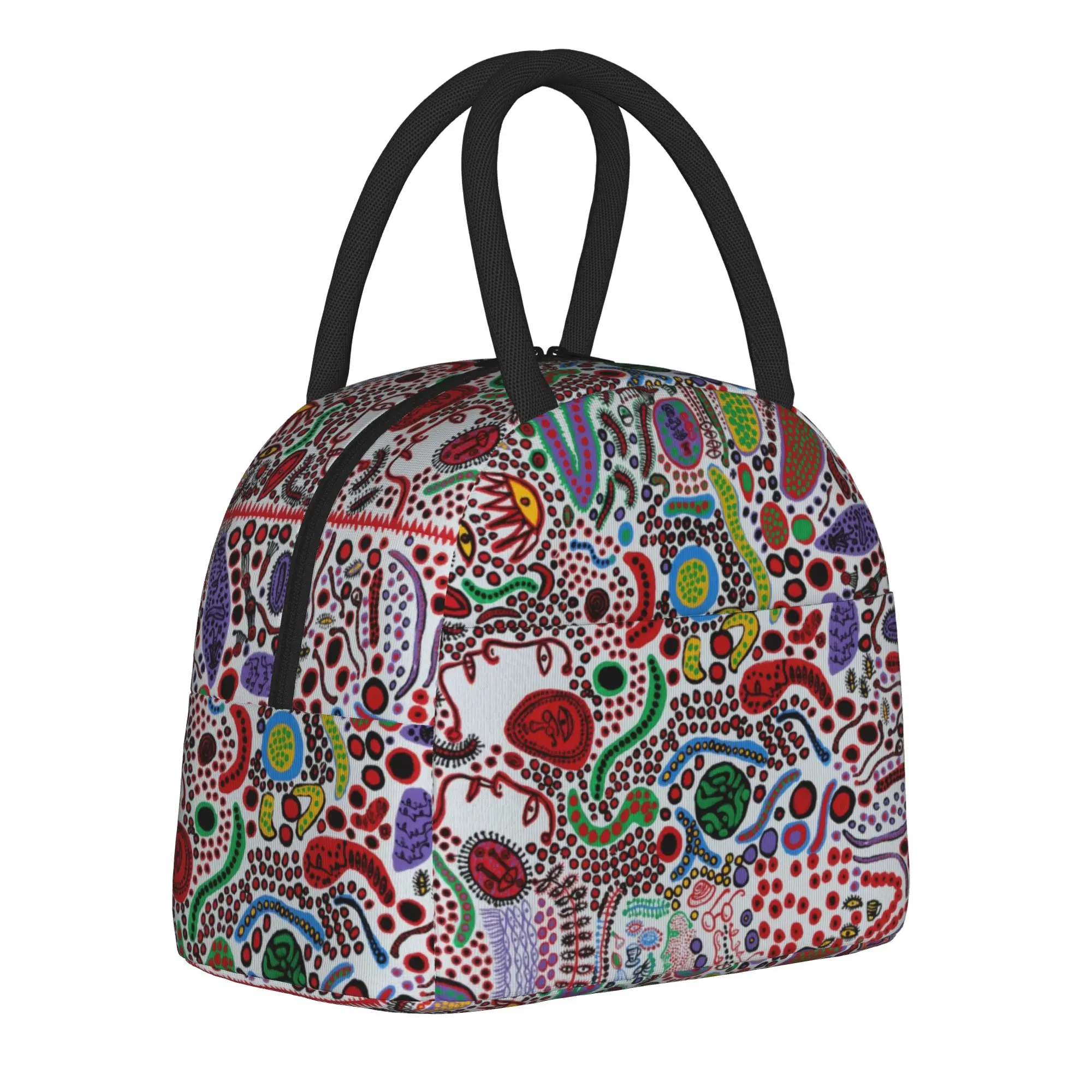 Yayoi Kusama Polka Insulated Lunch Bag Thermal Bag Reusable,Meal Container Aesthetic Portable Tote Lunch Box Bento Pouch