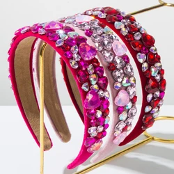 Cross Border New Valentine's Day Headband With Wide Edge, Colorful Heart, Full Drill Bit, Sweet and Versatile High-end Headband
