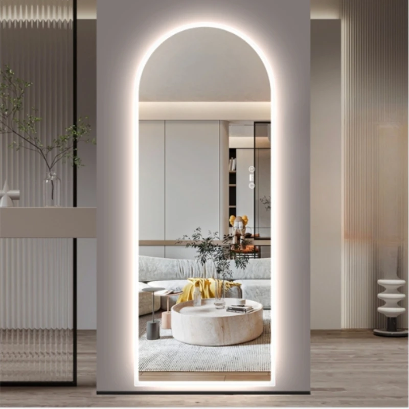 

Arch-shaped full-length mirror with lamp Wind smart full-length Wall-mounted household cloakroom