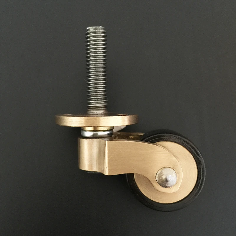4PCS 1''(25mm) Solid Brass/Brass+Rubber Casters Table Chair Couch Trolley Castors 360° Rotation Wheels Heavy Furniture Rollers