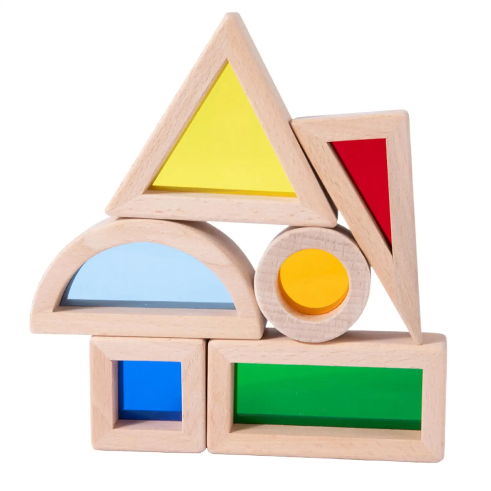 6Pcs Houten Stapelen Blokken Bouw Speelgoed Bouw Building Toy Houten Bouwstenen Voor Jongens Meisjes Peuters