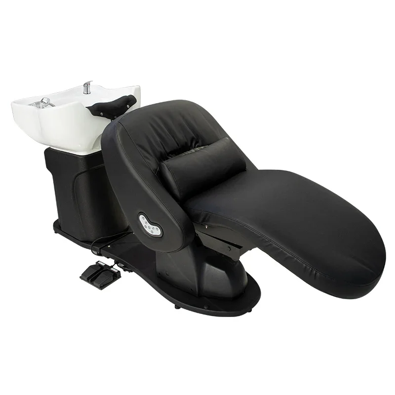 Factory direct sales Comfortable Electric Hair Salon Backwash Unit Furniture Massage Hair Washing Bed Shampoo Chair With Bowl