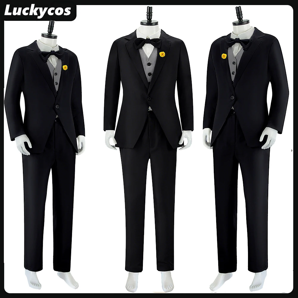 

Adult Men Nick Wilde Cosplay Costume Cartoon Fox Fantasia Coat Vest Pants Neckwear Outfits Halloween Carnival Party Black Suit