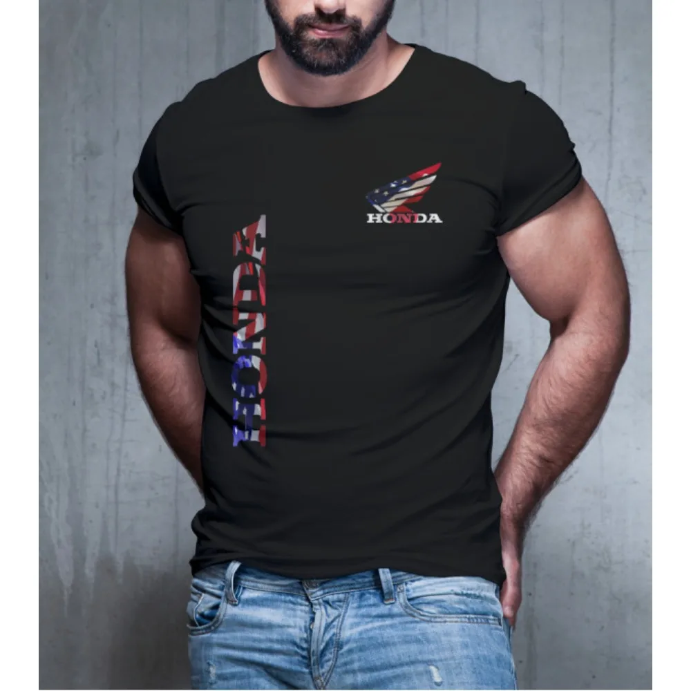 

Мужская и женская футболка Honda в американском стиле, летняя новинка Y2K, для мотоциклетных гонок по бездорожью, с коротким рукавом, весенний гоночный топ