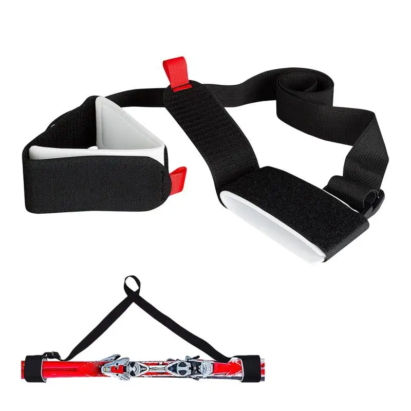 جديد التزلج القطب الكتف اليد الناقل لاش مقبض الأشرطة قابل للتعديل باك هوك حلقة حماية النايلون الأسود مقبض التزلج حزام حقيبة