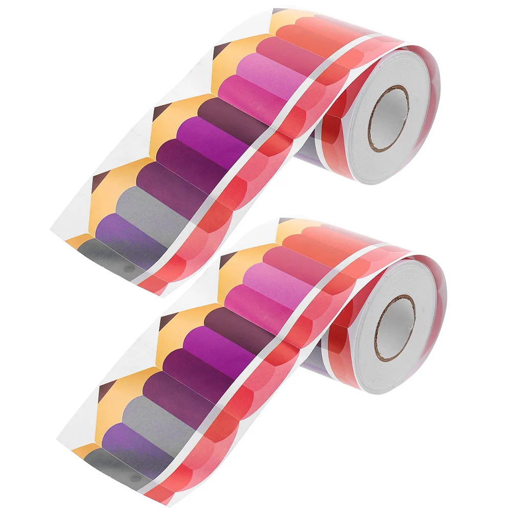 

2 Rolls Border Stickers Bulletin Board Decals Whiteboard Dot for Borders Straight Edge Copper Plate School