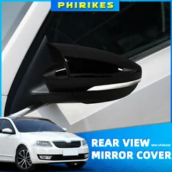 Rearview Mirror Covers Side Wing for Skoda Octavia Mk3 A7 5E 2014-2019 Gloss Black Mirror Caps