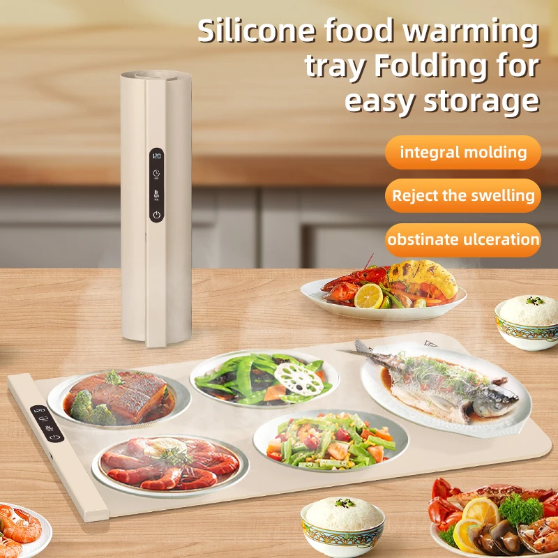 Elektrische Lebensmittelheizplatte, faltbares Heiztablett, Fast-Food-Heizung, tragbares elektrisches Tablett, 6-stufige Temperaturregelung