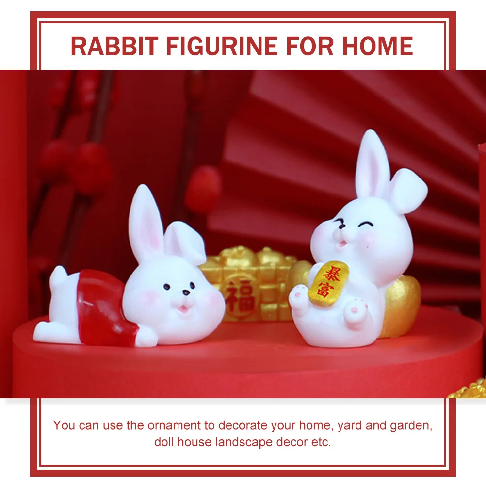 

8 Pcs Zodiac Rabbit Figurines Tiny Resin Craft Bunny Decor Home Yard Garden House Diverse Color Fashionable Design Cartoon