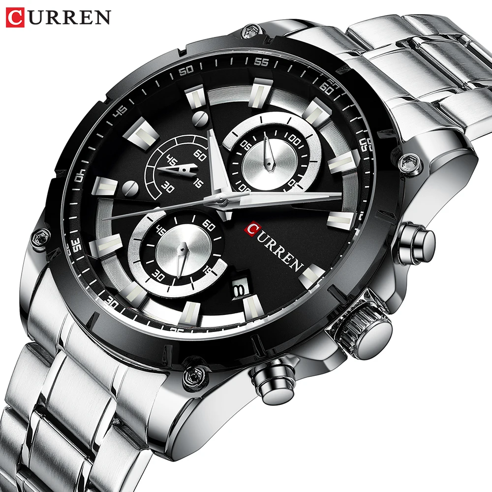 CURREN Men Watches Top Luxury Brand Full Steel Waterproof Sport Quartz Watch Fashion Date Clock Chronograph Relogio Masculino