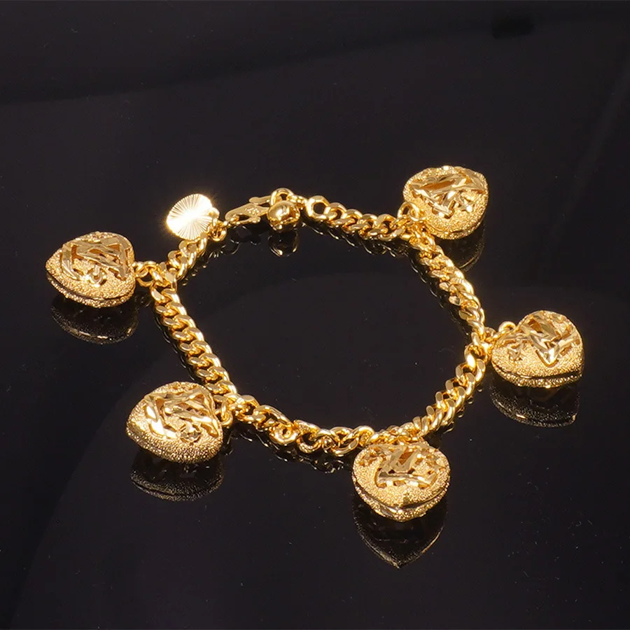 9999 gold luxury Dubai women's floral bracelet, Ethiopian autumn-winter bracelet jewelry, the best gift