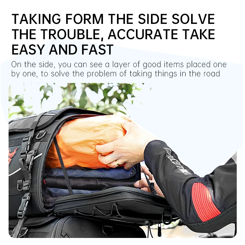 Motorcycle Waterproof Motorcycle Seat Bag Helmet Bag Multifunction High Capacity Motorcycle Bag Rider 35-50L Rear Tail SaddleBag image 4