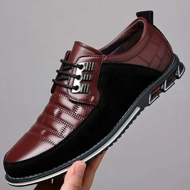 Classic Leather Outdoor Men Sneakers Sewing Breathable Men's Dress 2025 Autumn Business Casual Shoes for Men Trend