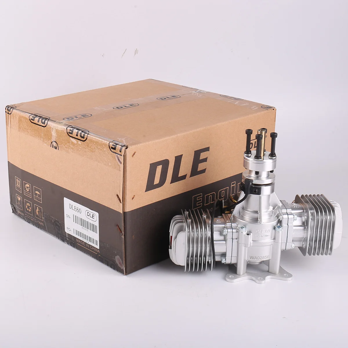 DLE60 model aircraft engine, gasoline twin-cylinder two-stroke side exhaust natural air-cooled hand-start 60CC displacement