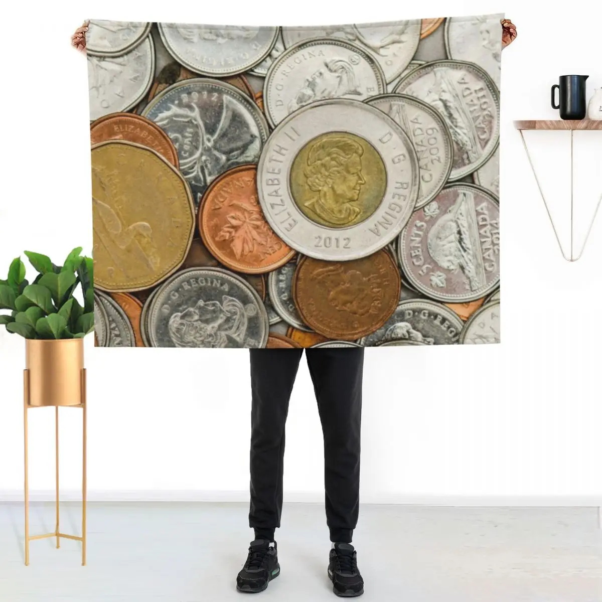 Canada Coins Throw Blanket Summer halloween for winter heavy to sleep Shaggy Hairys Blankets