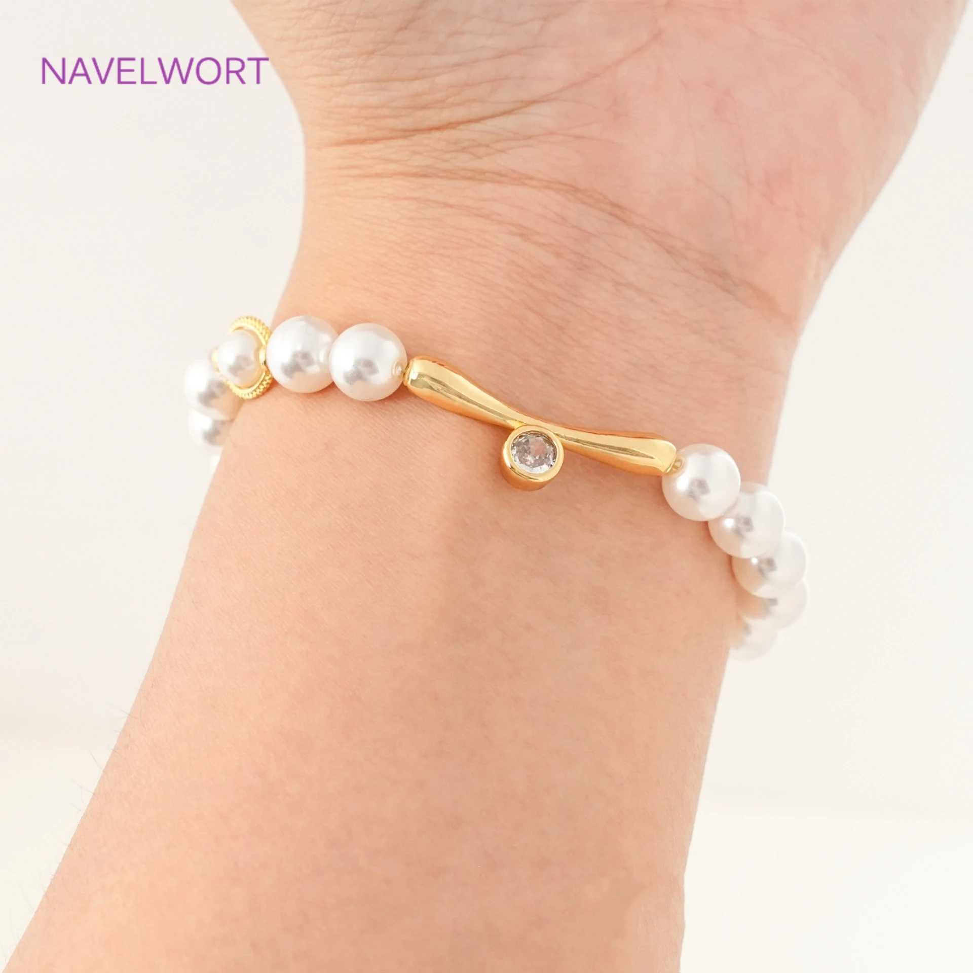 Perles entretoises courbées en laiton plaqué or 18 carats avec breloques, séparateurs pour perles, connecteurs de perles tubulaires, accessoires pour bracelets DIY