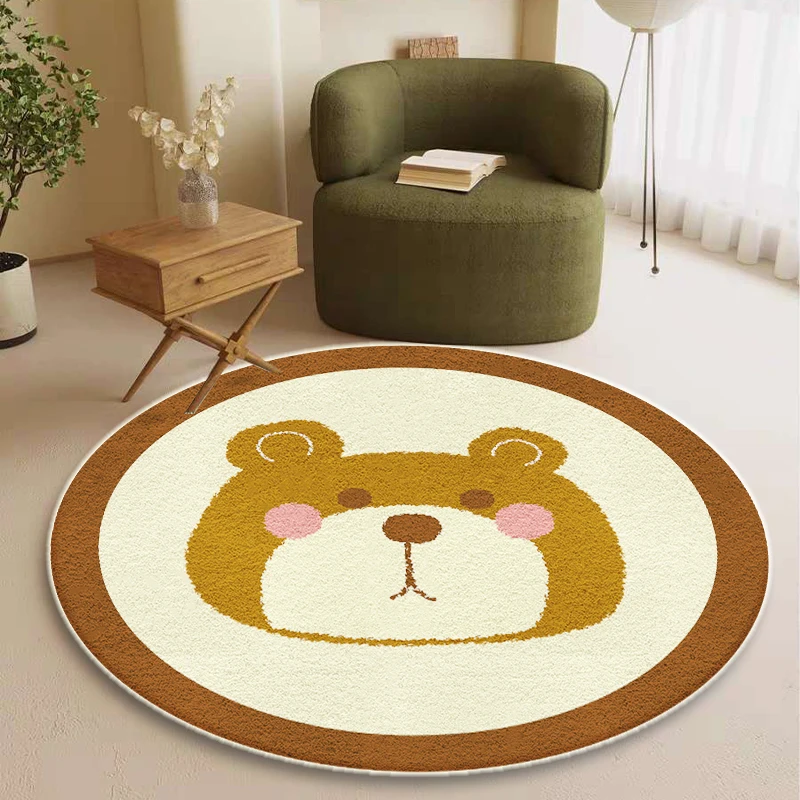 Round Living Room Decoration Carpets Cartoon Bedroom Bedside Carpet Cute Animal Children\'s Room Rug Soft Cloakroom Rugs Alfombra