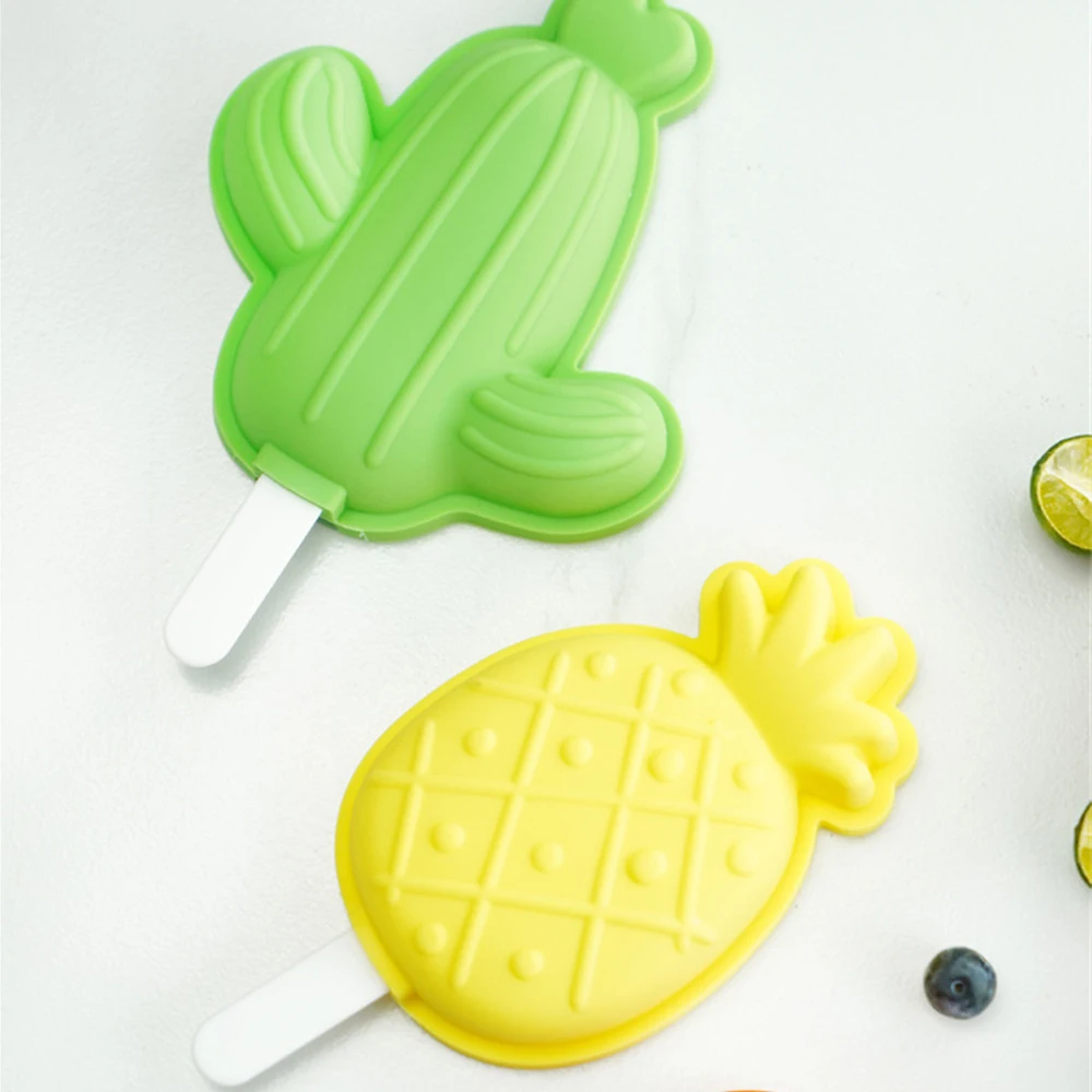 Double-layer Thawing Silicone Mold Cactus Pineapple Ice Cream Mold Homemade Ice Crate Strawberry Ice Cream Mold Popsicle Mold image 5