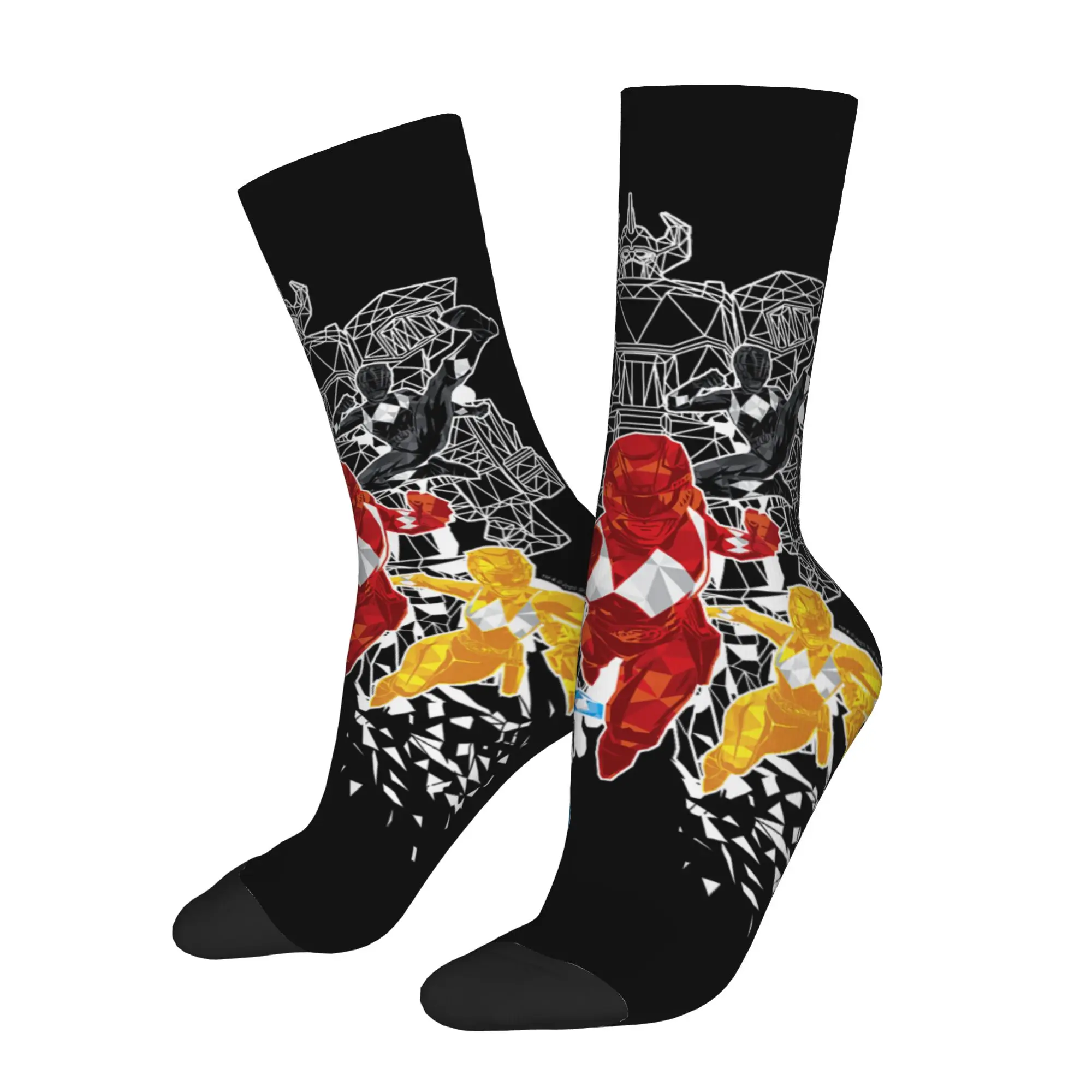 cycling socks Power Rangers Morphin Time Group Polygons Outline Crazy Men's compression Socks Unisex items Crew Sock