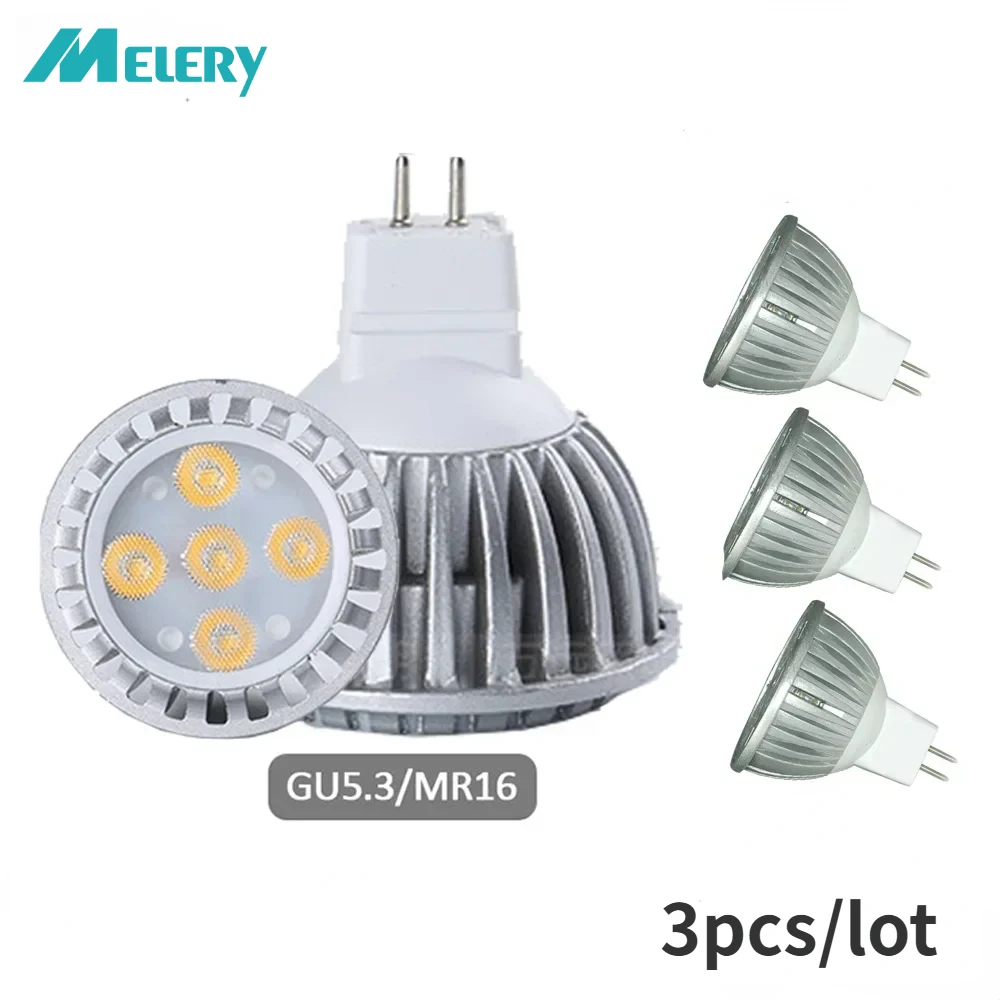 

Melery MR16 LED Spot Light Bulb GU5.3 Lamp 5W/12V Warm/Cold White 50W Halogen Equivalent No Flicker Aluminum 560lm 3PACK