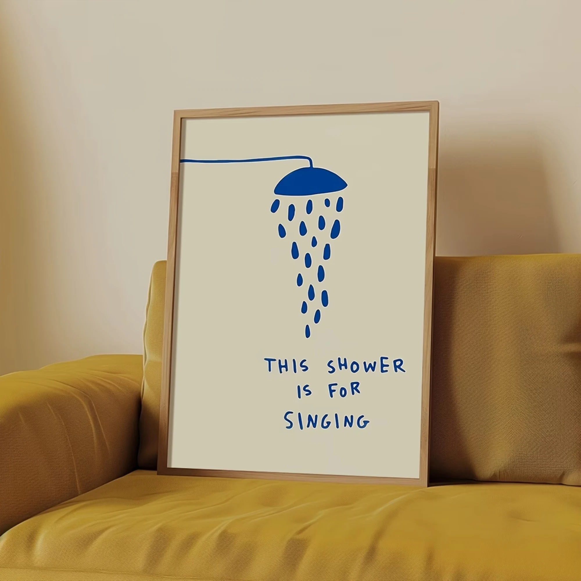 Modern This Shower Is For Singing Hand Drawn Shower Wall Art Print Canvas Painting Poster Picture For BathRoom Home Decor