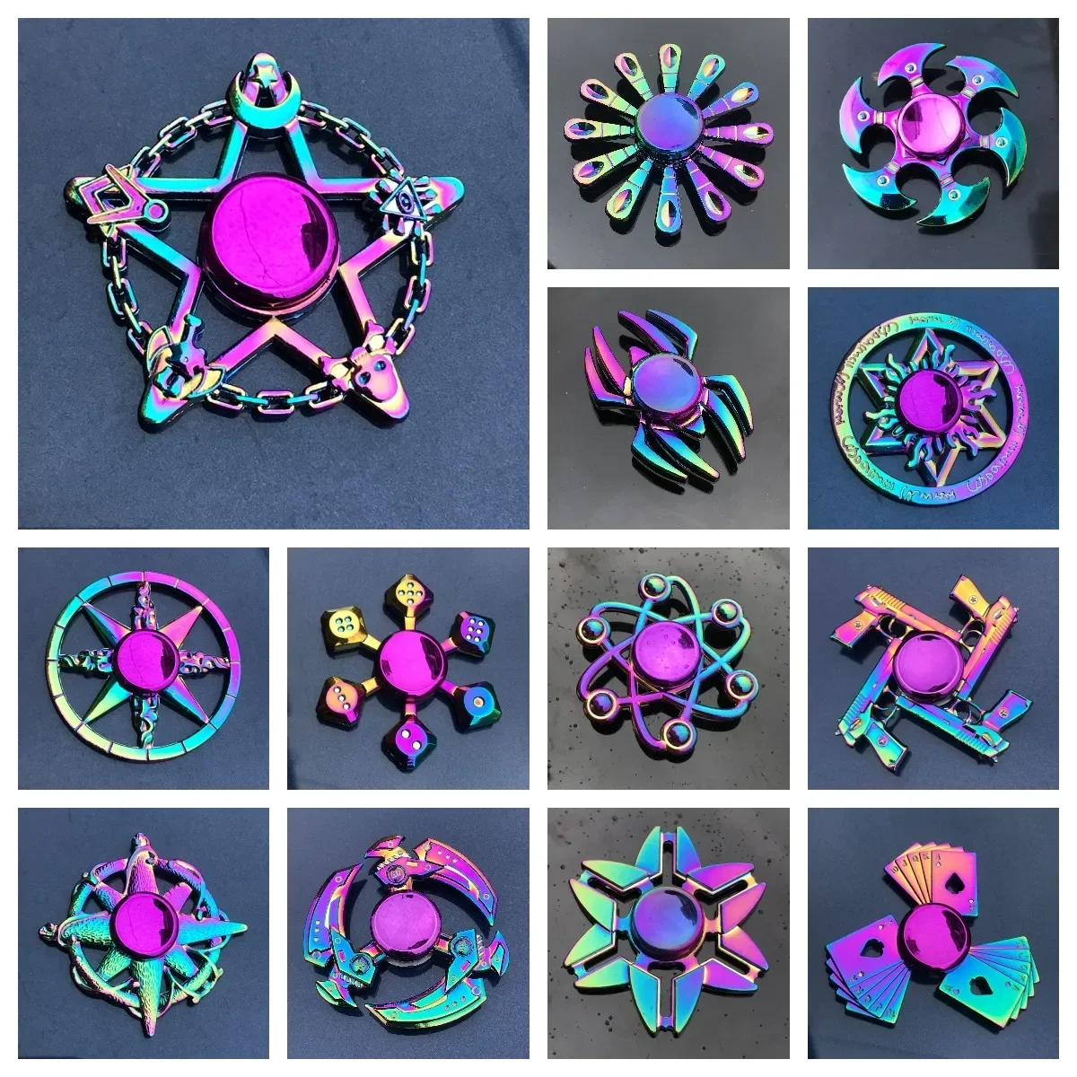 Spinner de mano de arcoíris de Metal EDC, juguete antiansiedad para Spinners, alivio del estrés, Spinner de dedo TDAH, juguetes para niños