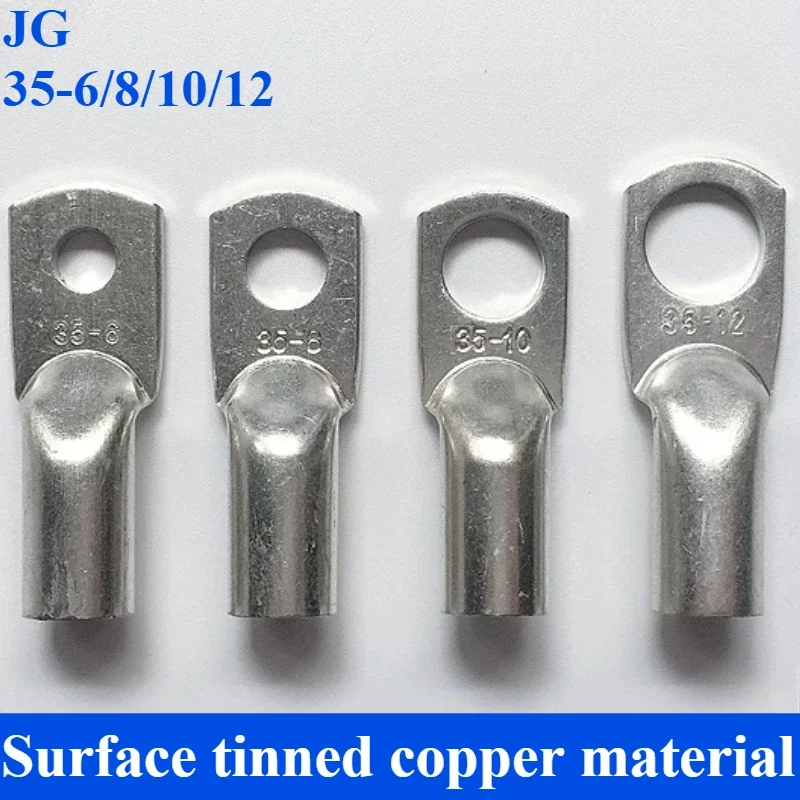 10pcs  35MM ² Jg35-6-8-10-12 copper nose tinned copper lug connector copper terminal