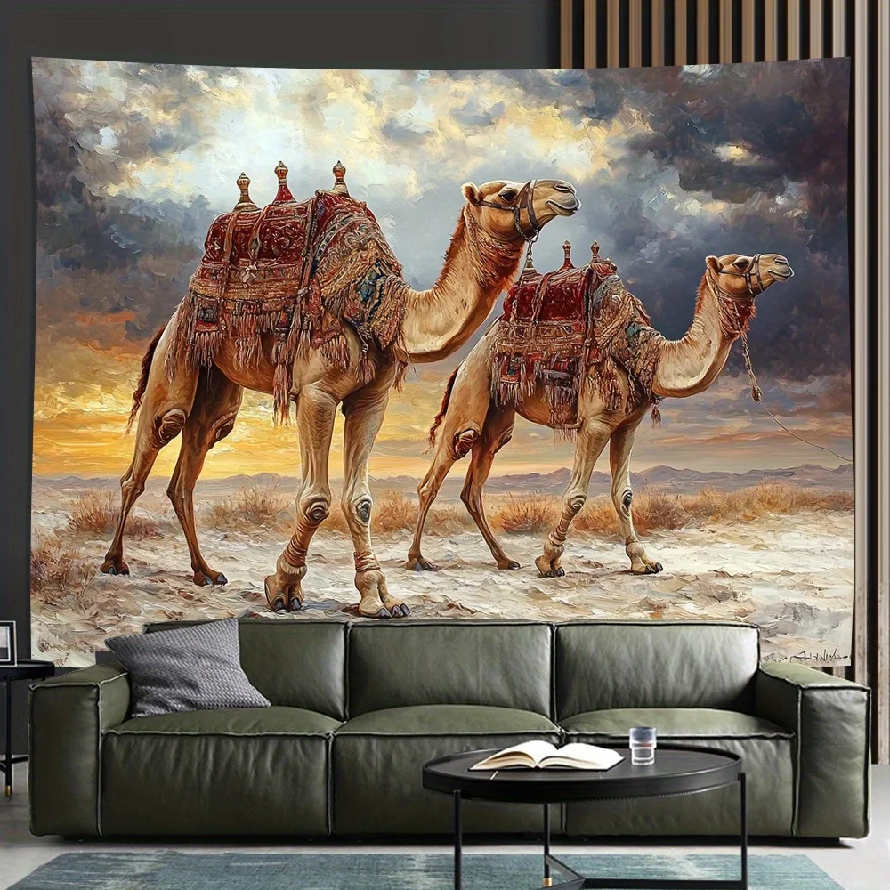 Camel caravan in the desert Digital printing polyester wall hanging tapestry decorative Living room bedrooms background gift