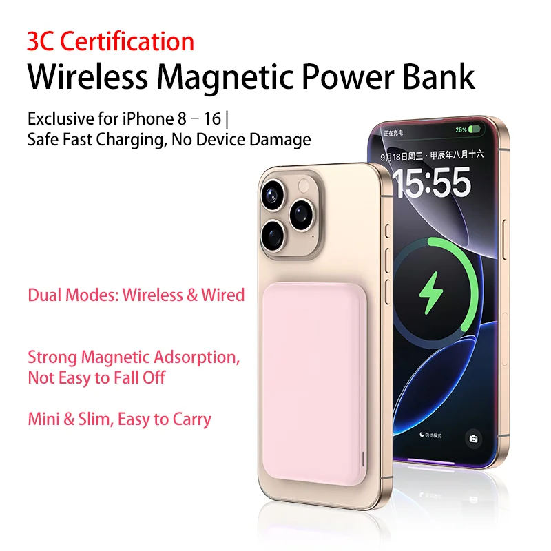 Magnetic Power Bank 10000mAh,20W Fast Charging Wireless Portable Charger,Mag-safe Battery Pack with USB-C for iPhone 17/16/15/14/13/12 Series,Wireless Charging for iPhone 16/15 Pro,Portable for Outdoor Travel Camping,Emergency Backup Power Supply,Ideal Gi