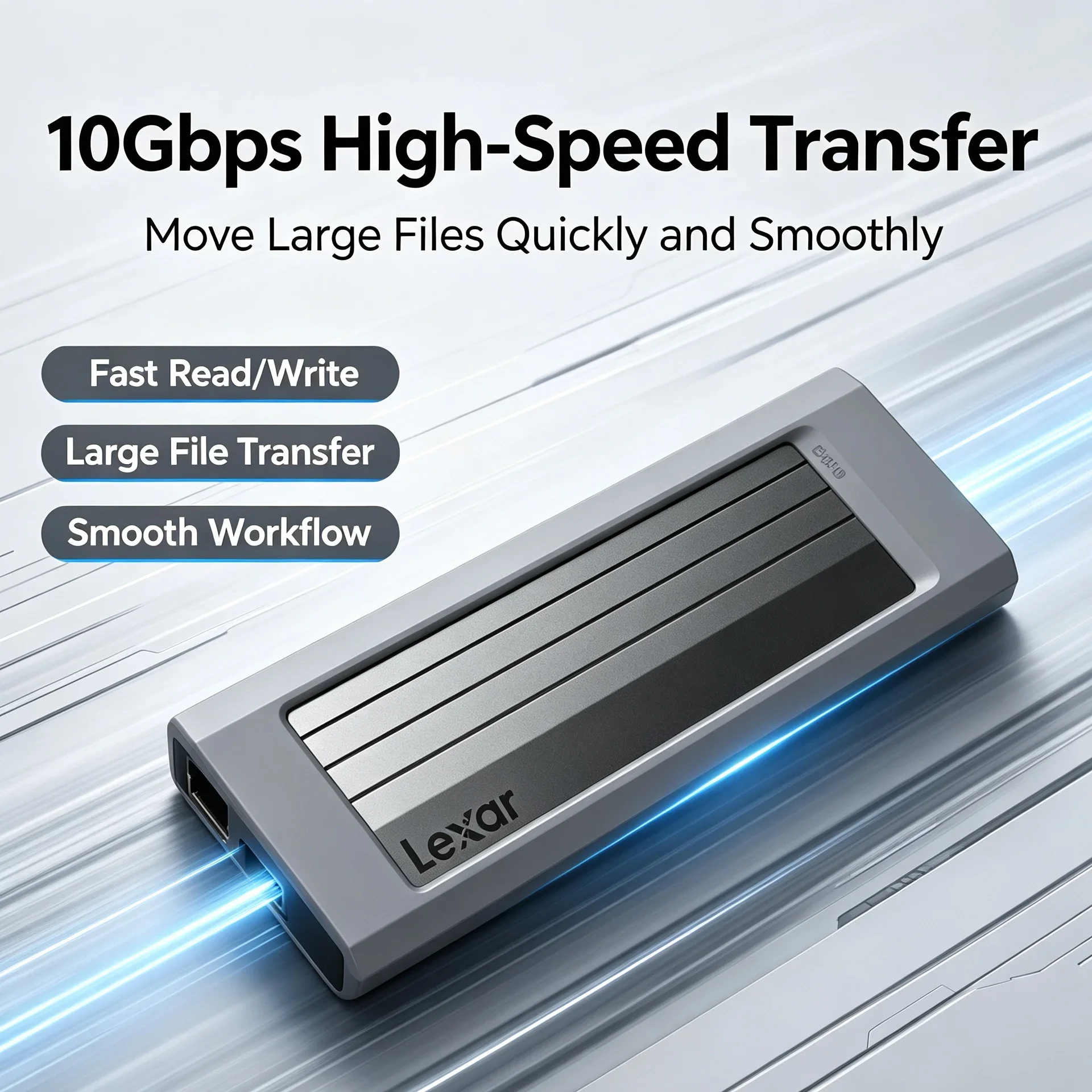 Lexar E300 M.2 NVMe SSD Enclosure USB 3.2 Gen 2 Type C 10Gbps External SSD Case for 2230 2242 2260 2280 SSD for Gaming Laptop PC