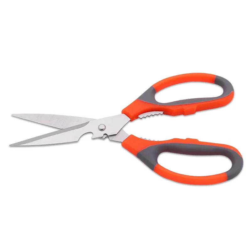 Forbici multifunzionali da cucina per uso domestico con taglio affilato in acciaio inossidabile con Clip in noce per apribottiglie